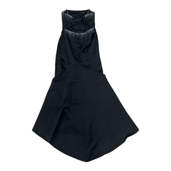 Morgan & Co Black Strapless Jeweled Maxi Gown with Train 9/10 - Picture 2 of 7